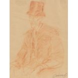 RICARD CANALS Y LLAMBI (1876-1931) "BARCELONA POLICEMAN".Red hematite pencil on paper.Signed in