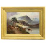 EUROPEAN SCHOOL, C19th. "LANDSCAPE WITH COWS".Oil on canvas.Signed "G. Breanski". Minor defects at