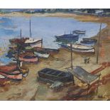 EMILI BOSCH ROGER (1894-1980). "BOATS ON THE BEACH".Oil on canvas.Signed bottom right. Needs