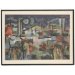 RAMÓN AGUILAR MORE (1924-2015). "CUBIST URBAN VIEW", CIRCA 1960.Oil on card.Signed. Glazed. 38.5 x