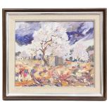 JOAQUIM BUDESCA (1930). "ALMOND TREES".Oil on canvas.Signed on front, and signed and dated on