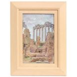 PERE YSERN ALIÉ (1875/76-1946). "CLASSICAL RUINS".Oil on canvas.Illegible signature. 20.5 x 13.5 cm;