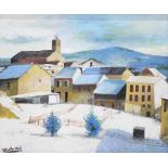RAMÓN AGUILAR MORE (1924-2015). "SNOWSCAPE".Oil on canvas.Signed bottom left.46 x 55 cm; 65.5 x 74