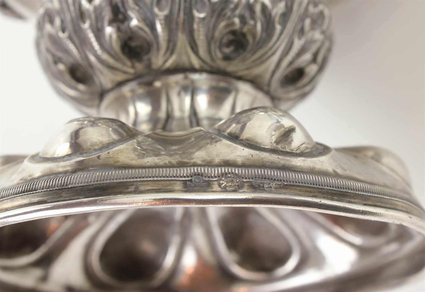SILVER SPANISH VASE AND THREE CENTREPIECES, SECOND HALF C20th.Vase hallmarked: city of Barcelona; - Image 5 of 8