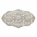 ART DECO BROOCH.White gold with antique brilliant and rose cut diamonds, total weight approx. 4.28