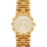 PIAGET. LADIES' WRISTWATCH.PIAGET.Yellow gold face, case and bracelet. Face not numbered. Quartz