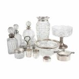 LOT OF SILVER AND CUT CRYSTAL, SECOND HALF C20th.Hallmarked silver. Some pieces with the jewellers