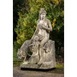 Statuary: After Julien: A composition stone group of Amalthea and the goat 1st half 20th century