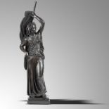 Statuary: A spelter figure of a fisher girl, possibly by Miroy Freres French, circa 1880 175cm