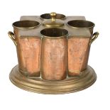 Collectibles: A rare copper and brass bottle carrier stamped SS Boston, White Star, with central