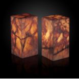 Minerals/Interior Decoration: A pair of pink onyx lamps 30cm high