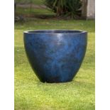 Planters/Pots: A blue patinated copper planter59cm high by 70cm diameter