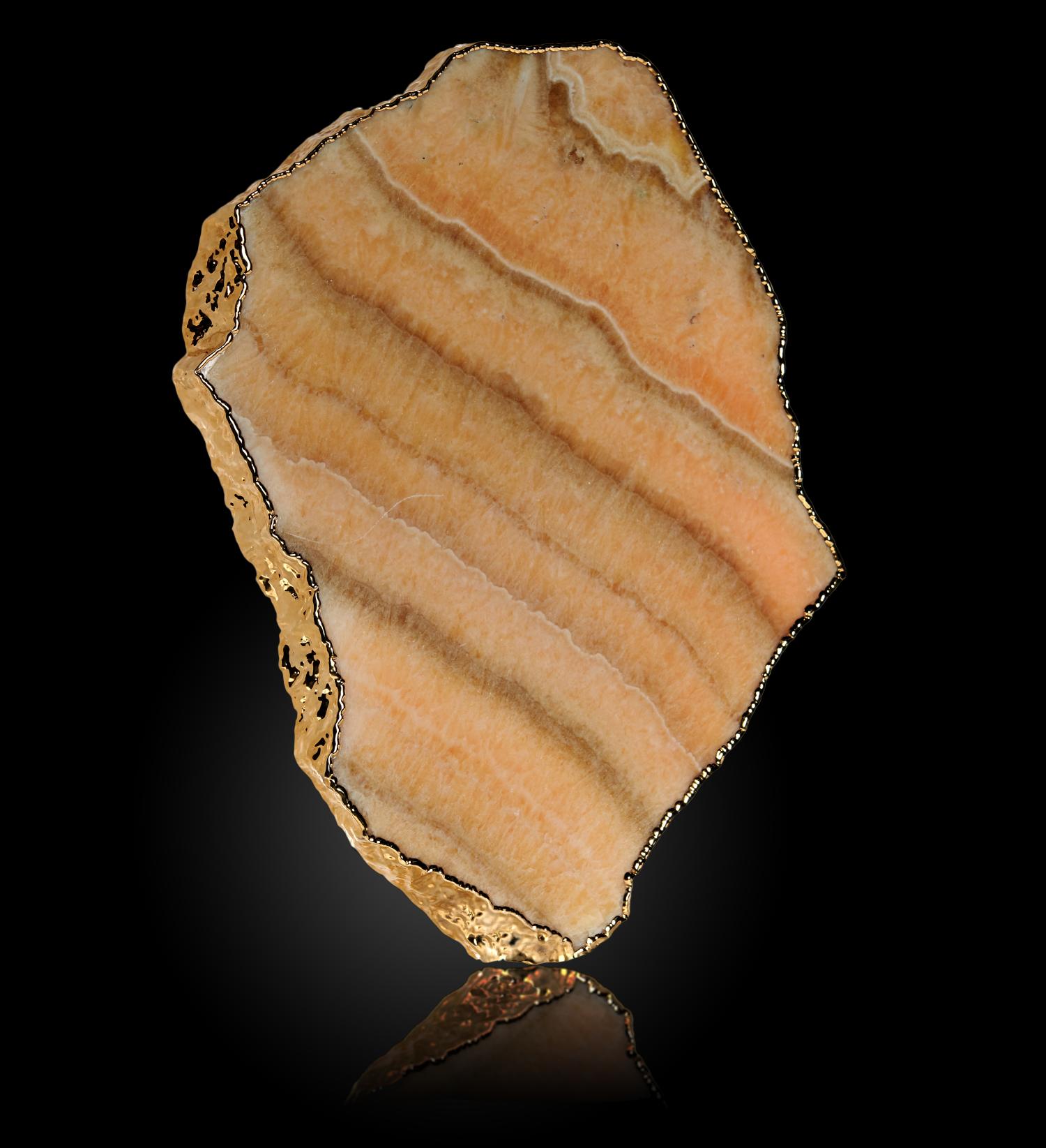 Minerals: Three gilt edged mineral slices quartz and calcitethe largest 40cm - Image 3 of 3