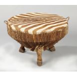 Taxidermy: A zebra skin tableearly 20th century83cm diameter