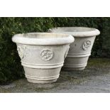 Planters/Pots: ‡ A pair of rare Galloway pottery glazed earthenware tapering cylindrical