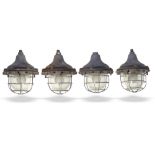 Lights/Lighting: A set of four cast iron industrial light fittingsmid 20th century38cm high