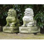 Garden Statues: A pair of composition stone dogs of Folate 20th century89cm high