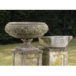 Planters/Pots: A carved marble water stoop19th century50cm wide, together with a later composition