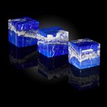 Minerals: A set of three "Mandani" quality lapis lazuli cubesAfghanistanthe largest 6.5cm square++