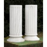 Pedestals/Plinths: A pair of veined marble white column pedestalsmodern100cm high
