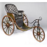 Carriages: A rare Victorian Bath chaircirca 1860finished in green and red painted livery, the button