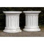 Pedestals/Plinths: A pair of veined white marble pedestalsmodern59cm high