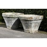 Planters/Pots: ‡ A pair of substantial tapering cylindrical composition stone planters2nd half