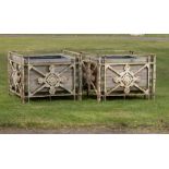 Planters/Pots: An unusual pair of cast and wrought iron Versailles planterslate 19th centurywith