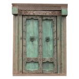 Architectural: A painted hardwood doorwayOttoman, 19th centurywith bronze handles and iron
