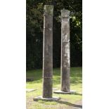 Architectural: A pair of carved sandstone columnslate 17th/18th centurywith acanthus carved