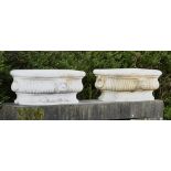 Planters/Pots: A pair of rounded rectangular marble plantersmodern73cm long