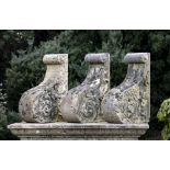 Architectural: A set of three Georgian carved Portland stone corbelslate 18th century46cm high by