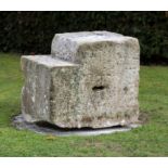 Equestrian: A carved limestone mounting block50cm high by 45cm wide