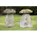 Architectural: Two carved staddlestones73cm high