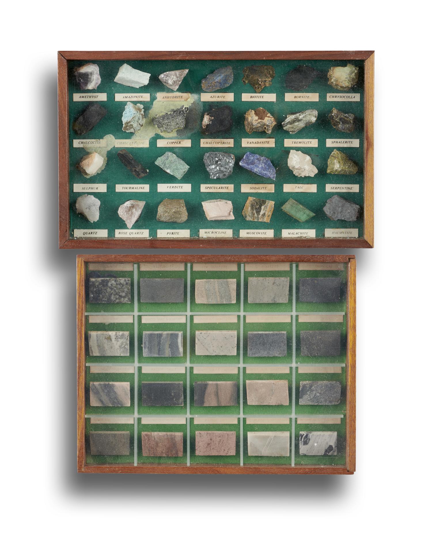 Minerals: A geological collectionmid 20th centuryhoused in two display boxes