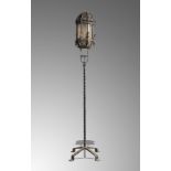 Lights/Lighting: A Venetian wrought iron glazed lantern on stand19th century220cm high