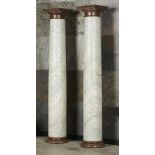 Architectural: A pair of Cipollino marble columns19th centurywith bronze caps and bases216cm high by