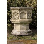 Water Features: A Victorian carved limestone fontcirca 1860some elements missing106cm high by 89cm