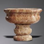 Water Features: A veined marble bowl on stand19th/20th century76cm high by 89cm long