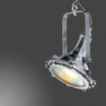 Lighting: A similar G.E.C. Industrial Flame Proof Pendant Flood Light, 1940’s