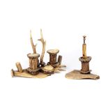 Decorative/Interior Design: A Victorian desk set made from all three native British deer species