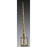 Natural History: A Narwhal tusk, 19th century on perspex stand, the tusk 152cm