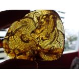 Natural History: An amber specimen, now carved and mounted as a pendant