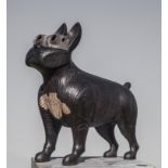 Sculpture/Interior Design: Martin Scorey, French bulldog, Wood with metal goggles, Unique, 53cm high