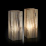 Decorative/Interior Design: A pair of banded onyx lamps, Mexico, 40cm