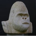 Sculpture/Interior Design: Ed Harrison, Gorilla Bust, Carved Bath stone, Unique, 46cm high by 50cm