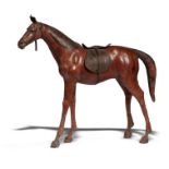 Decorative/Interior Design: A rare leather covered saddler’s model of a horse, French, early 20th