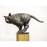 Sculpture/Interior Design: Len Clatworthy, Cat, Forged steel, Unique, 36cm high by 75cm wide by 25cm