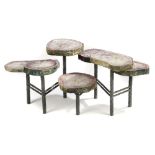 Decorative/Interior Design: A bronze coffee table, modern, with agate brazilian onyx slabs on bronze