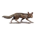 Sculpture/Interior Design: ▲ Christian Maas, Fox, Bronze, Signed, mid brown patination, 108cm long